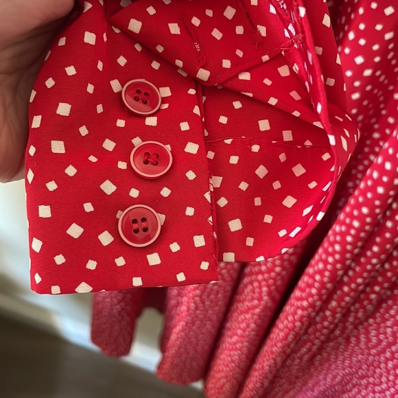 Liz Claiborne vintage red and and white square midi dress Size 8P - Picture 4 of 12